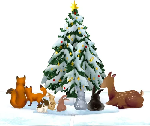 Vista 10 de Lovepop Tarjeta desplegable de Navidad para ella y él, tarjetas de felicitación navideñas 3D para niños, niñas, hombres y mujeres, animales