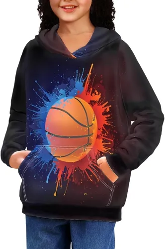 Vista 3 de JEOCODY Sudadera con capucha unisex para niños, lindo suéter de manga larga con bolsillo