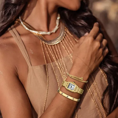 Vista 6 de CHEETAH Juego de reloj y pulsera de oro para mujer