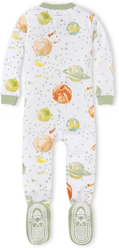 Vista 2 de Burt's Bees Baby Pijama unisex para bebé, con cremallera frontal, antideslizante, algodón orgánico