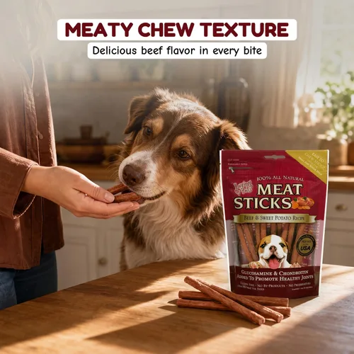 Vista 6 de Loving Pets Palitos de carne gourmet - Receta de batata y ternera, golosinas para perros, 5 onzas