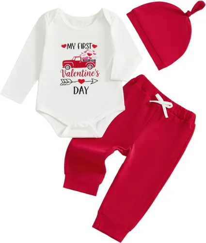 Vista 8 de Kuriozud Baby My First - Conjunto de ropa de 3 piezas para San Valentín