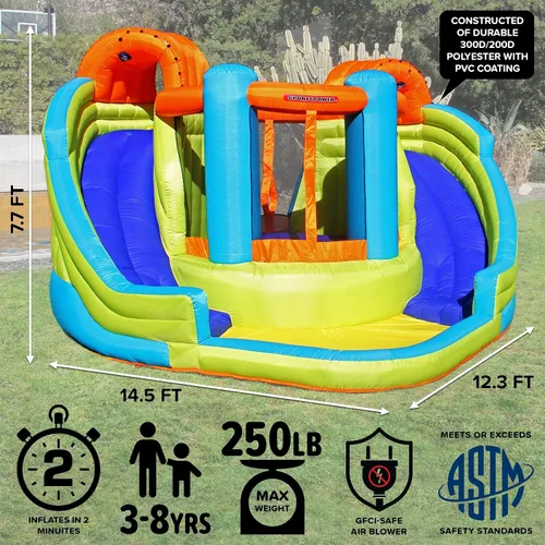 Vista 5 de Tobogán rígido de agua inflable de Sportspower., Double Slide