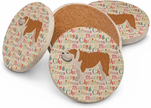 Vista 103 de Abyssinian Sand Terrier Merry Christmas - Posavasos grandes de piedra arenisca (4 unidades)