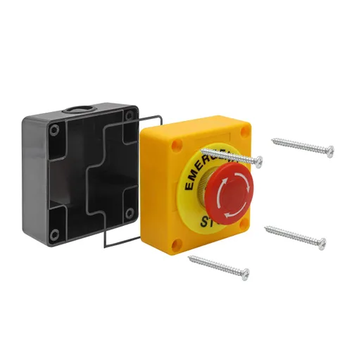 Vista 8 de Estación de botón, 660 V 10 A, 2 posiciones, 1NO 1NC, interruptor de botón de parada de emergencia momentánea, 1.575 in, tapa de hongo rojo, 2
