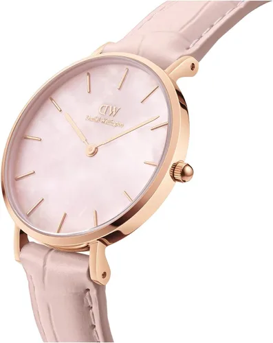 Vista 2 de Daniel Wellington Reloj Petite Rouge, correa de cuero rosa