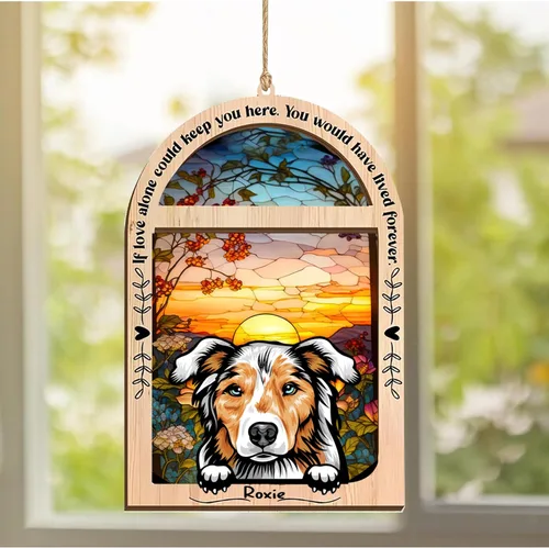 Vista 194 de LOVELYPOD Adorno de Navidad personalizado de sabueso afgano, atrapasoles con nombre, regalos de pérdida de mascotas, regalos para amantes
