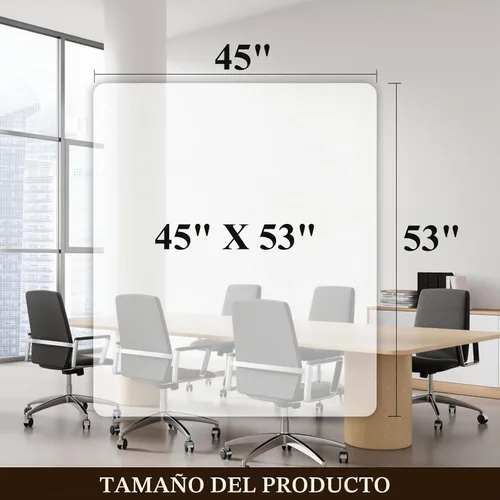 Vista 5 de Alfombrilla para silla de oficina para suelos duros - 45''×53'', protector de suelo transparente de PVC resistente para madera/azulejos Transparente