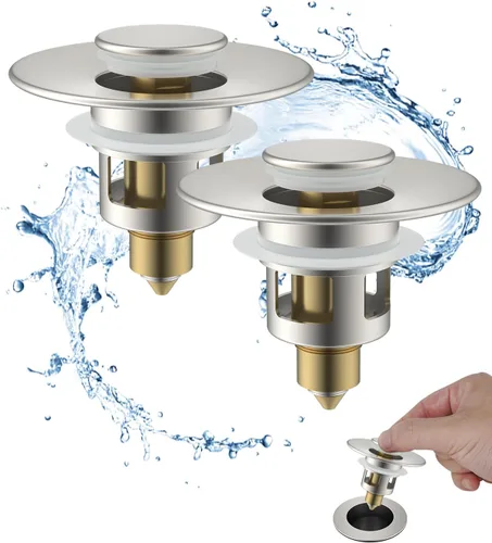 Vista 12 de Hibbent Paquete de 2 Tapones Universales de Todo Metal para Lavabo de Baño para Lavamanos de 1.1''~2.3'', Colador de Desagüe de Lavabo Emergente