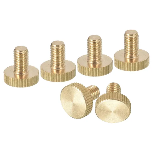 Vista 14 de uxcell Tornillos moleteados M3x4mm, 4 piezas de cabeza moleteada plana totalmente roscados, tornillos de latón para pulgar, pernos de agarre Fully