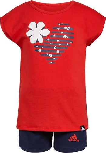 Vista 3 de adidas girls 2 Piece Graphic Tee & Mesh Short Set