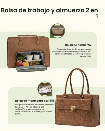 Vista 5 de LOVEVOOK Laptop Tote Bag for Women,Laptop Work Tote Computer Bag Black & Brown