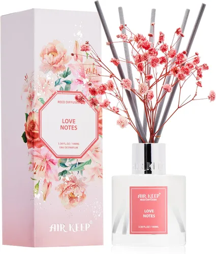 Vista 63 de Airkeep Juego de difusor de varillas – 3.38 onzas líquidas (3.4 fl oz), difusor de aroma de bambú para el hogar, incluye 8 varillas difusoras
