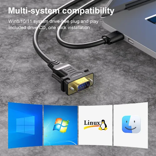 Vista 8 de Cable USB a RS232 Serie DB9 Macho, Pack de 2