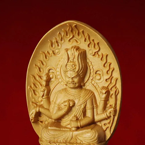 Vista 3 de Estatua de Buda sentada de 2.8 in, figura de Buda tallada en madera, bendición hecha a mano, escultura zen de Buda meditando, el nacimiento de una