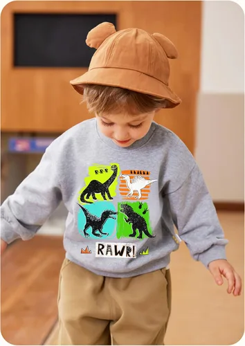 Vista 4 de Sudadera de dinosaurio para niños pequeños, camisa de manga larga Dinosaurio T-Rex