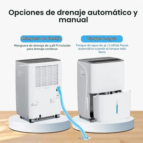 Vista 8 de COWSAR Deshumidificador de 80 pintas para sótano de oficina en casa con manguera de drenaje, ahorro de energía, pantalla LED frontal, tanque de agua