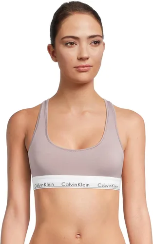 Vista 34 de Calvin Klein Bralette moderno de algodón elástico V-Day sin forro Gris Caliente