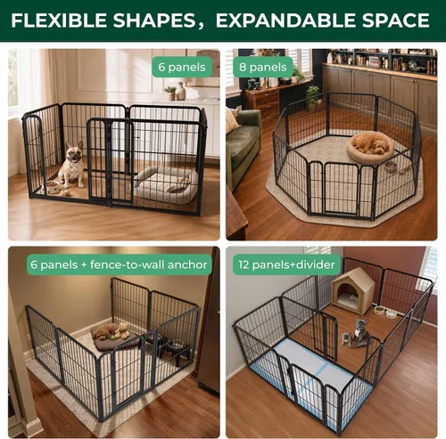 Vista 6 de FXW Homeplus Unleashed Corral para Perros de Interior - Juego Sin Estrés y Seguro, Resistente de 24 Pulgadas con 6 Paneles para Cachorros y Perros