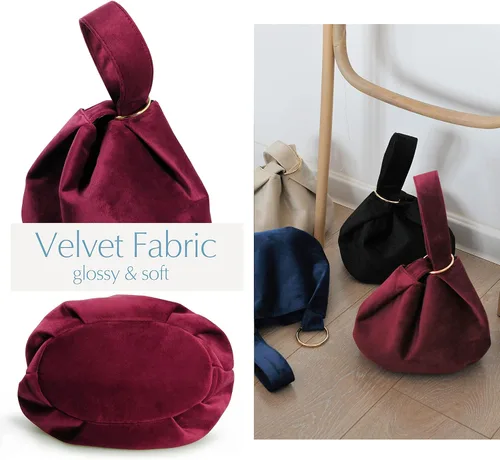Vista 5 de Bolso de mano de terciopelo con asa superior para mujer, pequeño bolso de mano