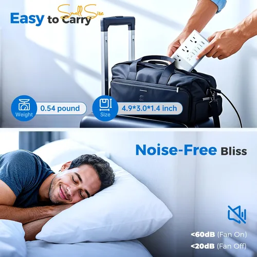 Vista 8 de DOACE - Convertidor de voltaje de 350 W de EE. UU. a Europa para alisador de cabello, rizador CPAP, convertidor de 220 V a 110 V para viajes Blanco