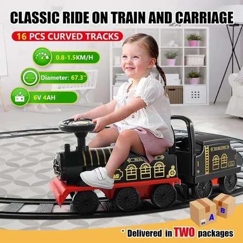 Vista 3 de Tren de paseo con 16 pistas curvas y carruaje Negro