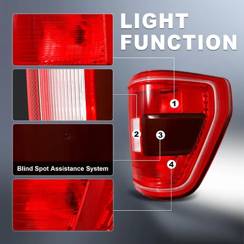 Vista 2 de Luz trasera para Ford F150 F-150 XL 2021 2022 2023 21 22 23 Freno trasero (halógeno con punto ciego - R)