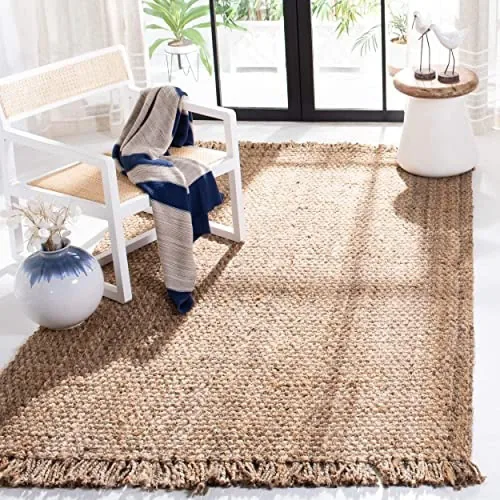 Vista 11 de Alfombra de área de yute natural tejido a mano Safavieh NF467A, de la colección de fibra natural (5 ft x 8 ft), Yute, Natural
