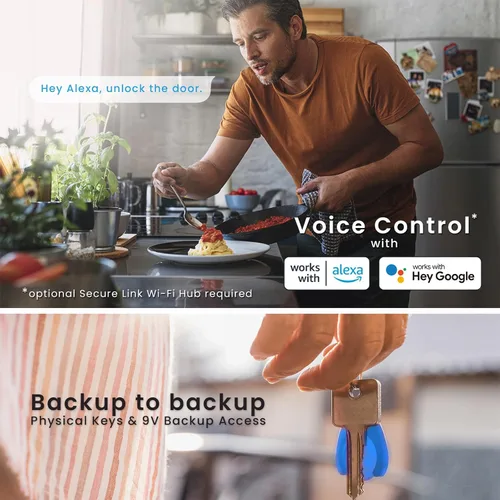 Vista 8 de Lockly Secure Plus, cerradura de puerta inteligente Bluetooth, cerradura de puerta de entrada sin llave con asa, teclado PIN Genie®, sensor