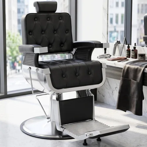 Vista 9 de Silla de peluquería reclinable para peluquería, silla de peluquería profesional para estilista, silla giratoria de 360 grados con reposacabezas