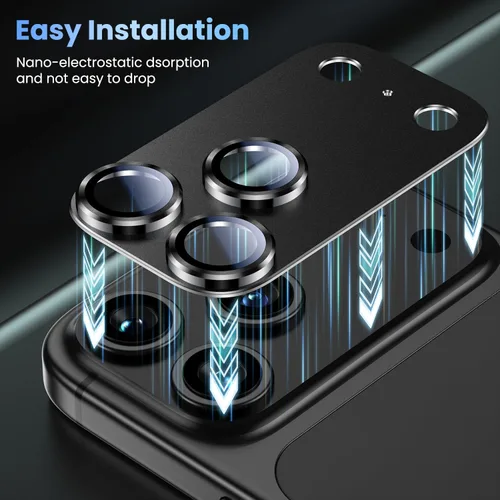 Vista 8 de Uyiton Protector de lente de cámara para iPhone 18 Pro, cubierta de vidrio A-Negro
