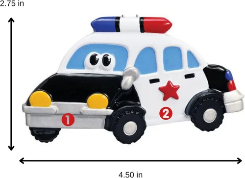 Vista 3 de Lydia Gifts Adorno personalizado para árbol de Navidad 2024 para oficiales de policía, adorno personalizado de juguete de coche de policía, recuerdo