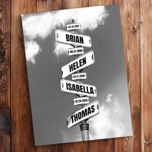 Vista 8 de VIRAGIL Lienzo personalizado con nombre de calle familiar, póster personalizado para decoración del hogar y sala de estar, arte de pared