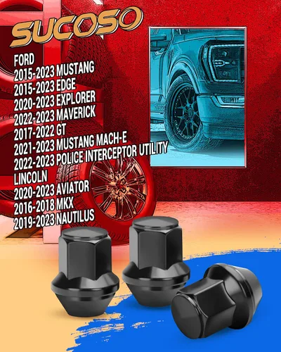 Vista 3 de Tuercas de llanta OEM M14x1.5 para Ford Edge Mustang Explorer Maverick Negro
