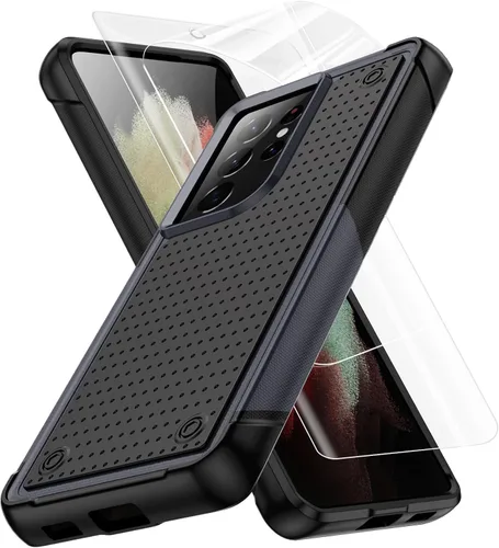 Vista 129 de Jeylly Funda para Samsung Galaxy S10 Plus S10+, ajuste delgado, doble capa, resistente, absorción de golpes, TPU con carcasa trasera de Negro