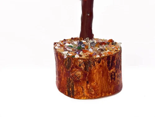 Vista 7 de Árbol de la vida de siete chakras, piedra preciosa natural curativa de cristal bonsái, árbol artificial de 7 chakras, árbol del dinero, riqueza