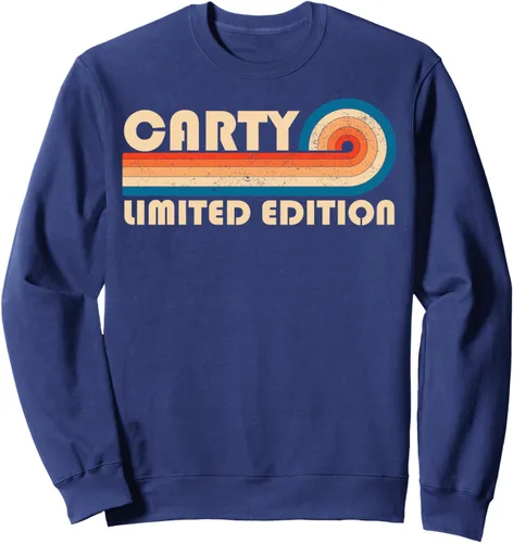 Vista 5 de CARTY - Sudadera retro vintage con apellido de los años 80 y 90, Negro