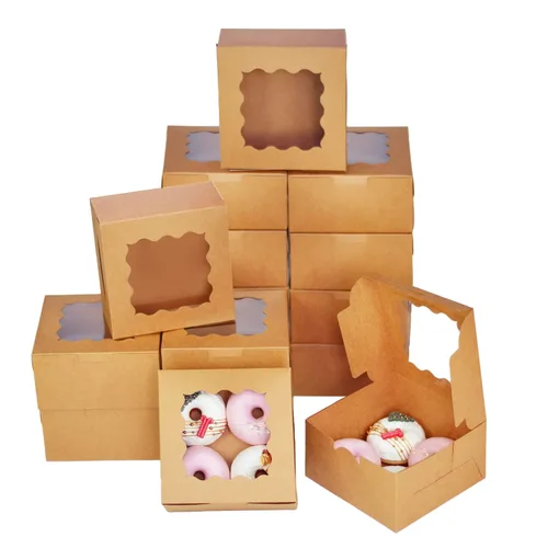 Vista 17 de Bakepacker 100 piezas Cajas Negras para Galletas 6x6x3 pulgadas Fácil Montaje Cajas de Pastelería Macarrones Cajas de Panadería con Ventana