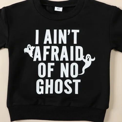 Vista 4 de Gueuusu Ropa de Halloween para bebé niño, sudadera divertida con estampado de letras, manga larga, sudadera con estampado de calabaza