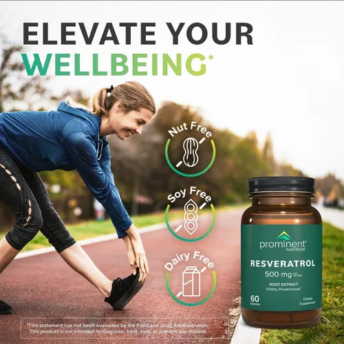 Vista 8 de Prominent Nutrition Suplemento de resveratrol, antienvejecimiento y apoyo inmunológico, suplemento de trans-resveratrol 98% puro, 500 mg, suministro