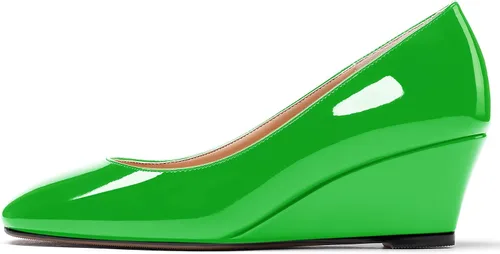 Vista 2 de WAYDERNS Zapatos de tacón bajo con punta cuadrada de charol para mujer, 2 pulgadas