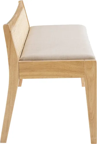 Vista 9 de Powell Kasi - Banco de caña de respaldo bajo natural con asiento tapizado beige