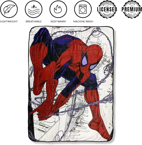 Vista 2 de Marvel Spider-Man Webslinger - Manta de forro polar de franela súper suave y ligera de 45 x 60 pulgadas