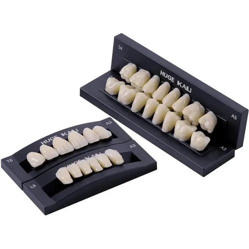 Vista 9 de JMU 28 unids/set Dentales de resina acrílica dentales Dentadura Dientes Sombra A1 T6 resina sintética dientes falsos