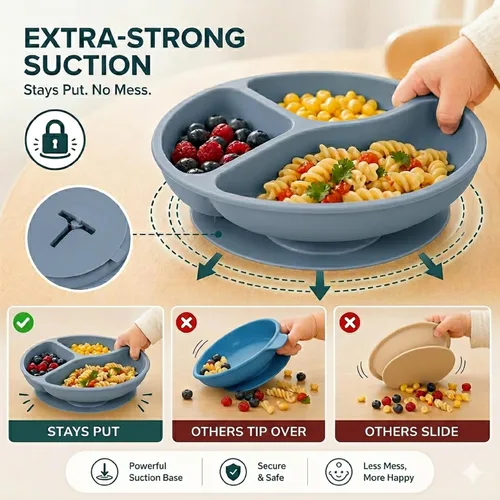 Vista 7 de Juego de alimentación de silicona para bebés, 10 suministros de destete LED para bebés, platos para bebés sin BPA con platos y cuencos para niños