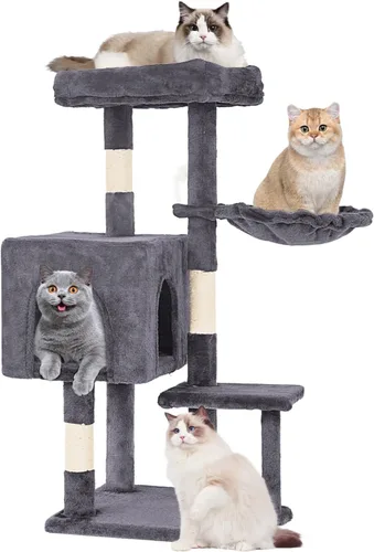 Vista 24 de FDW Torre de árbol para gatos de 54 pulgadas Ceniciento Centro de Ashy