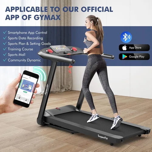 Vista 7 de Goplus Caminadora plegable de 4.75 HP con 15% de inclinación automática, caminadora eléctrica Superfit con control de voz y aplicación, 20 programas