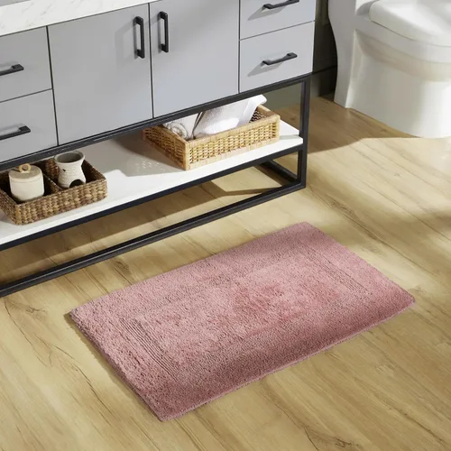 Vista 600 de Better Trends - Juego de 2 alfombras de baño 100% algodón, extra suaves, con borlas, de 17" x 24", alfombra de baño superabsorbente y reversible