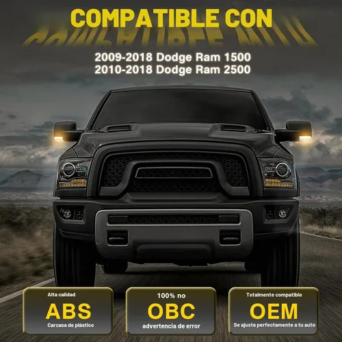 Vista 6 de Bombilla LED para espejo lateral, bombilla de señal de giro, cubierta de lente para Dodge Ram 1500 2009-2011 2012 2013 2014 2015 2016 2017 2018 Ram