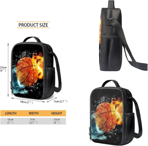 Vista 5 de HUGS IDEA Juego de 3 bolsas escolares con aislamiento térmico para el almuerzo, estuche para lápices